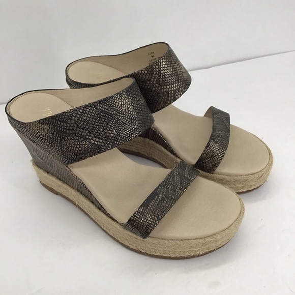 Matisse Flora Espadrille Platform Wedge Sandal Leather Reptile Print Size 9 - Picture 3 of 11